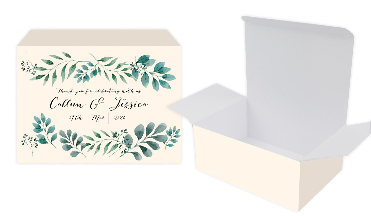 Branches On Cream Wedding Personalised Tuck Gift Box