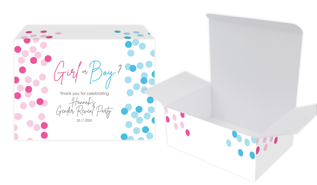 Confetti Gender Reveal Personalised Tuck Gift Box