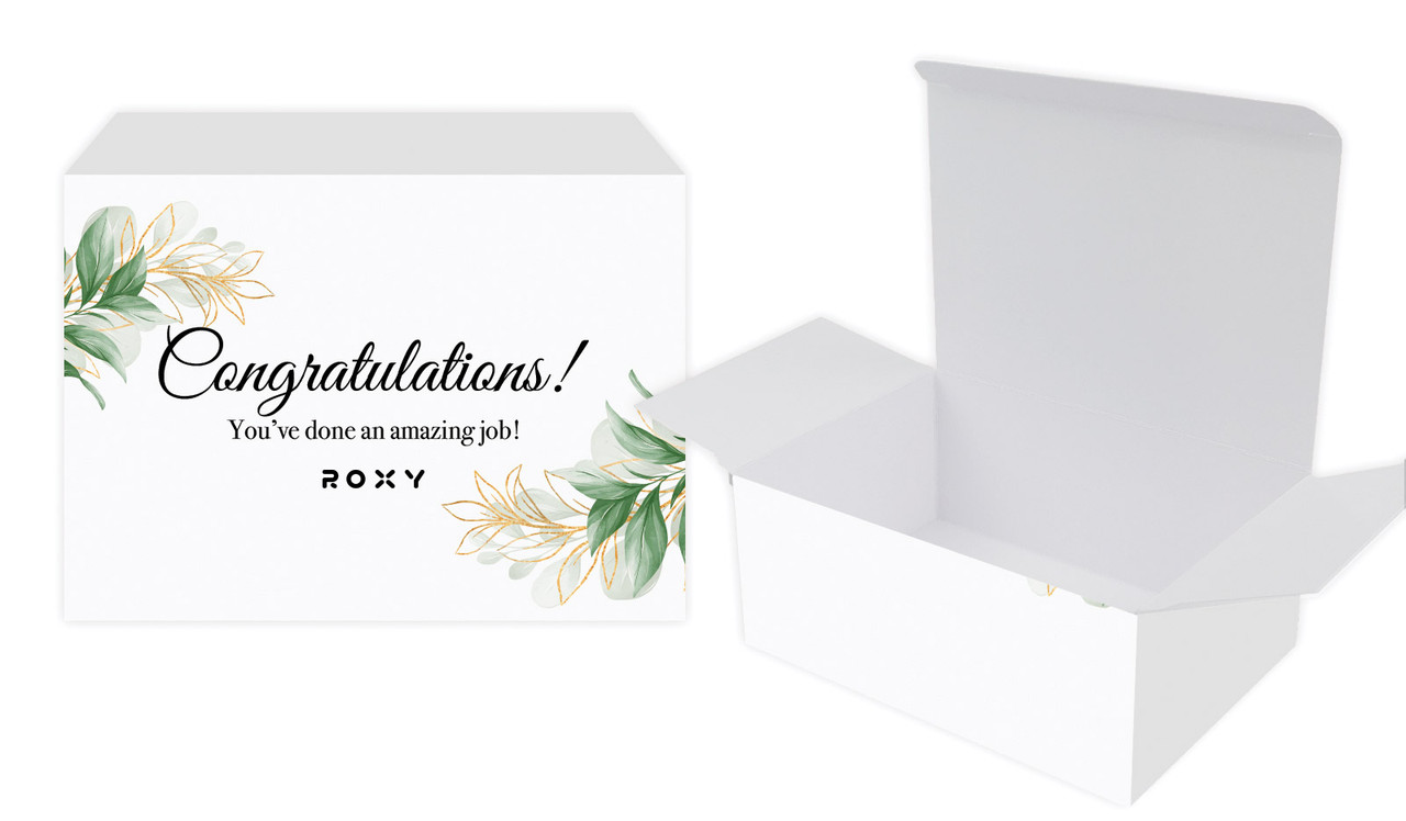 Gold And Green Leaves Congratulations Personalised Tuck Gift Box