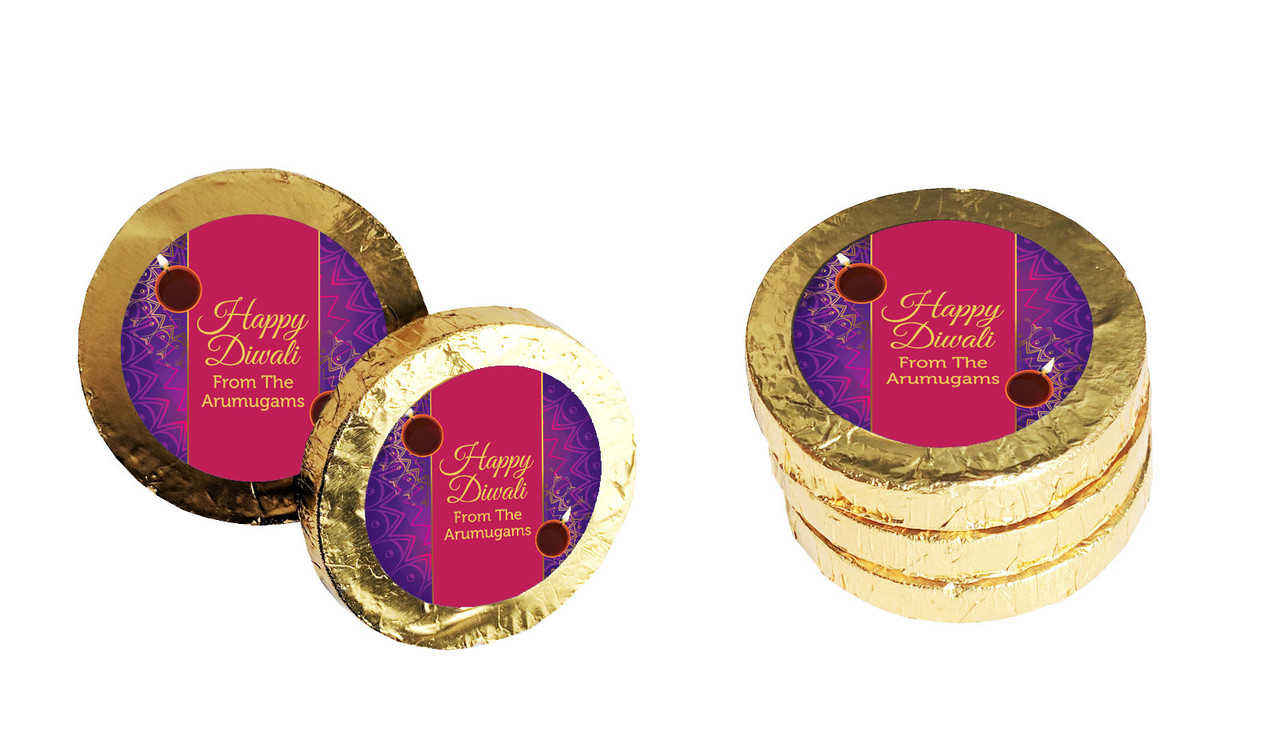 Bold Stripe Diwali Personalised Chocolate Coin