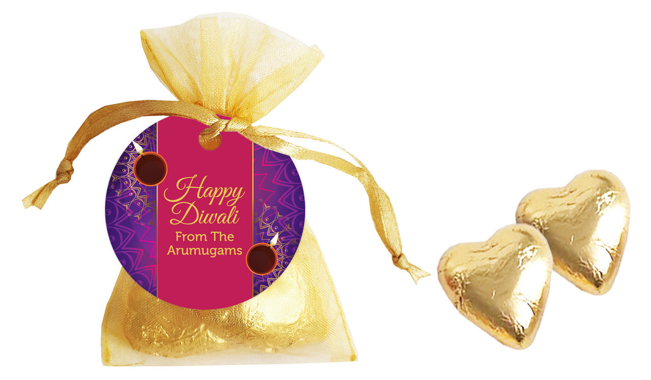 Bold Stripe Diwali Personalised Organza Bag