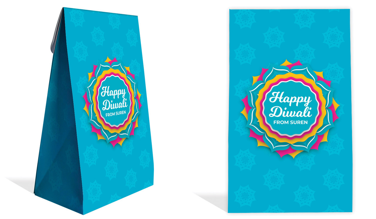 Bright Blue Diwali Personalised Gusset Favour Bag