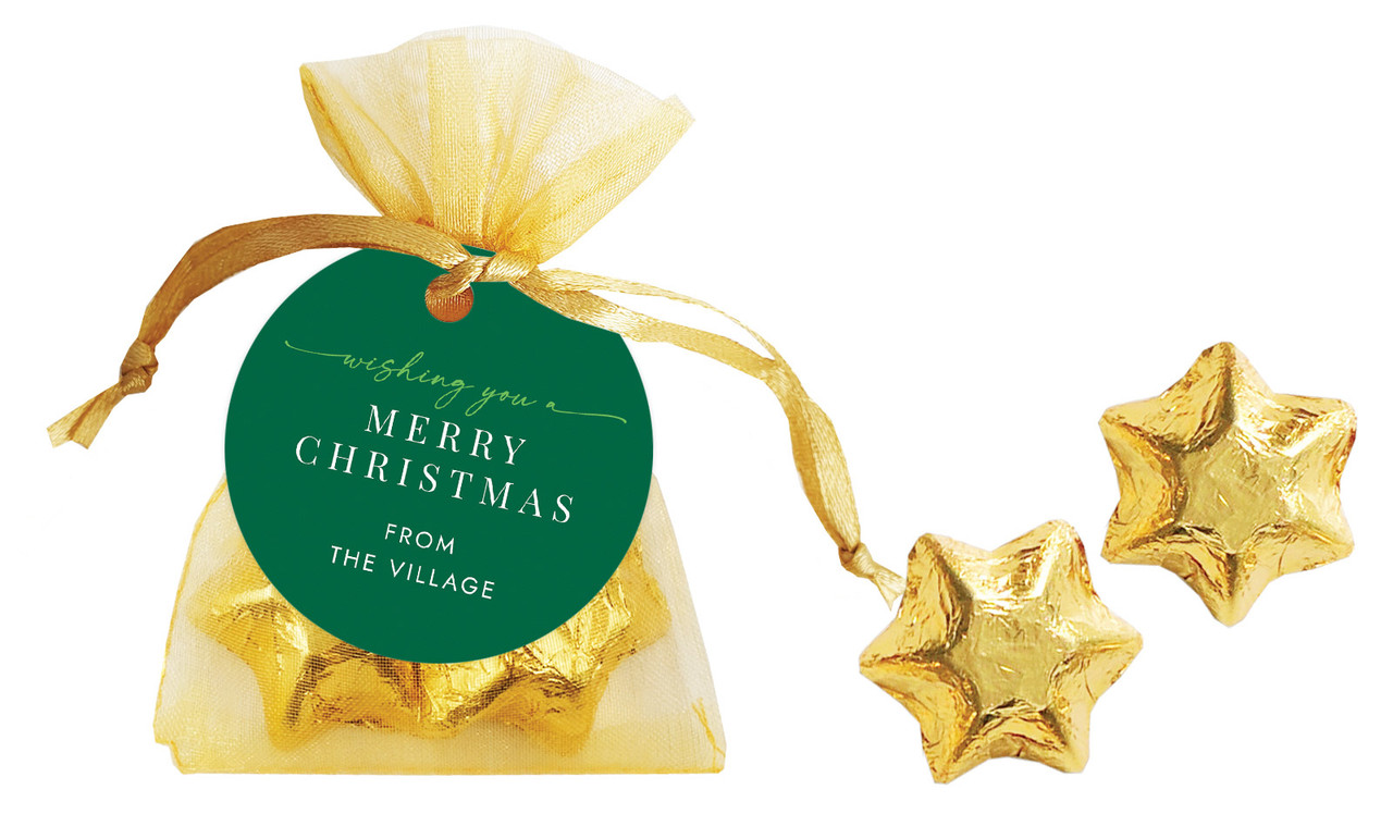 Flowing Green Christmas Organza Bag With Swing Tag