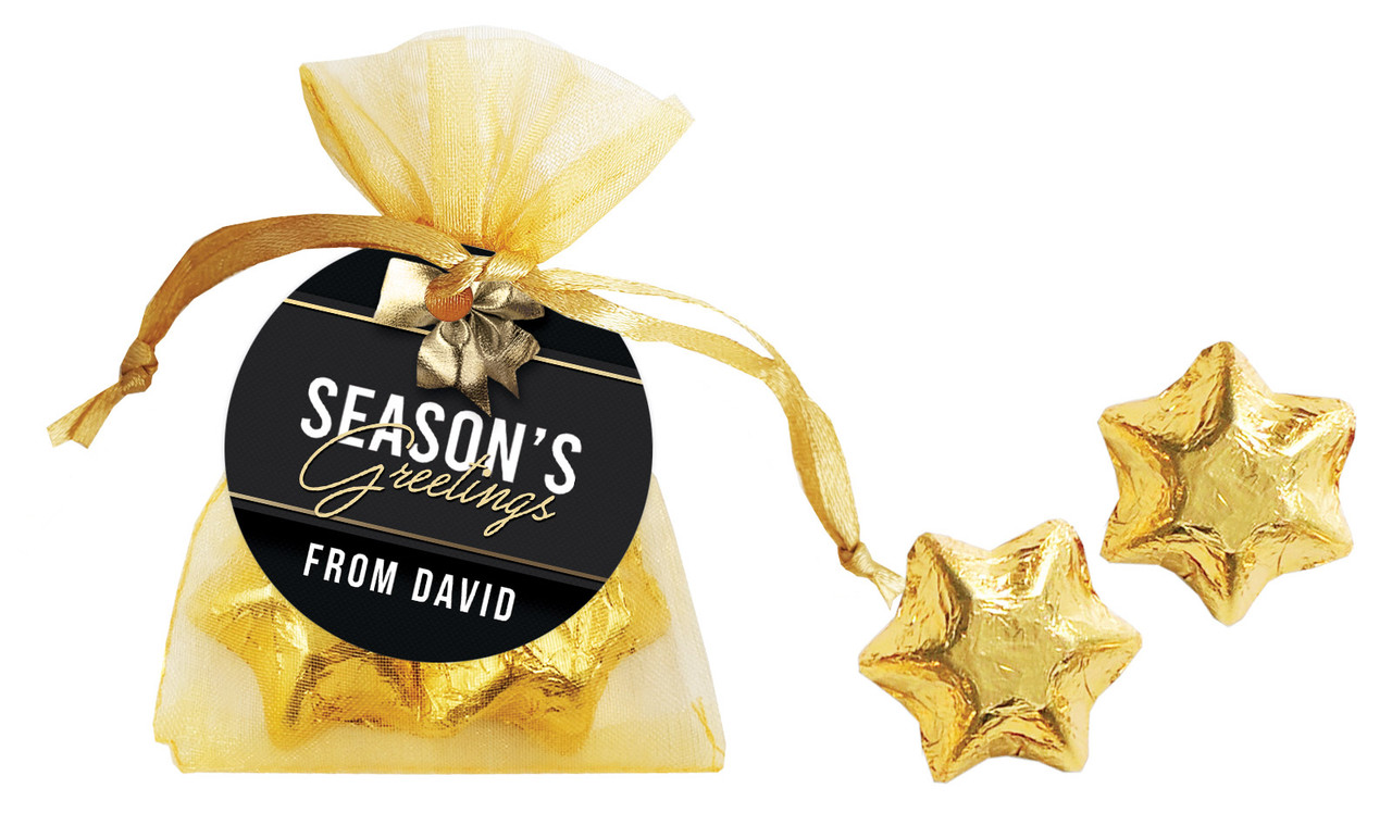 Glossy Gift Black Christmas Organza Bag With Swing Tag