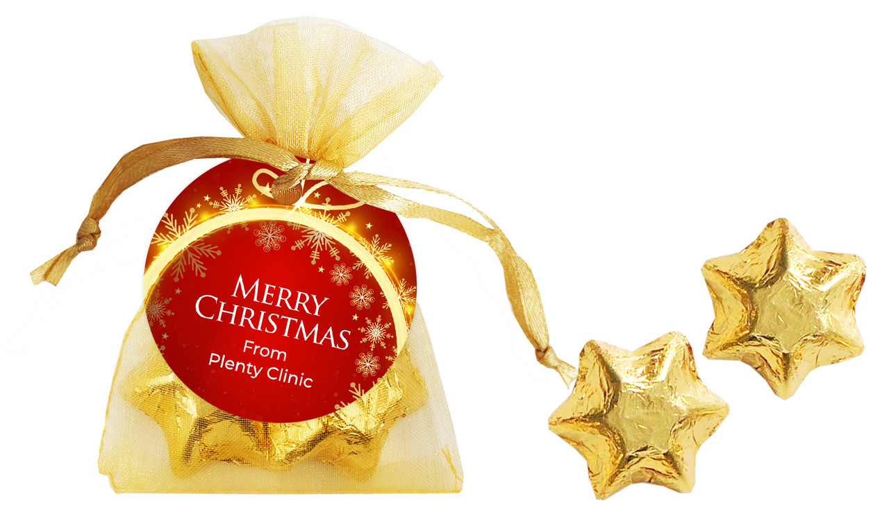 Glowing Bauble Christmas Organza Bag With Swing Tag