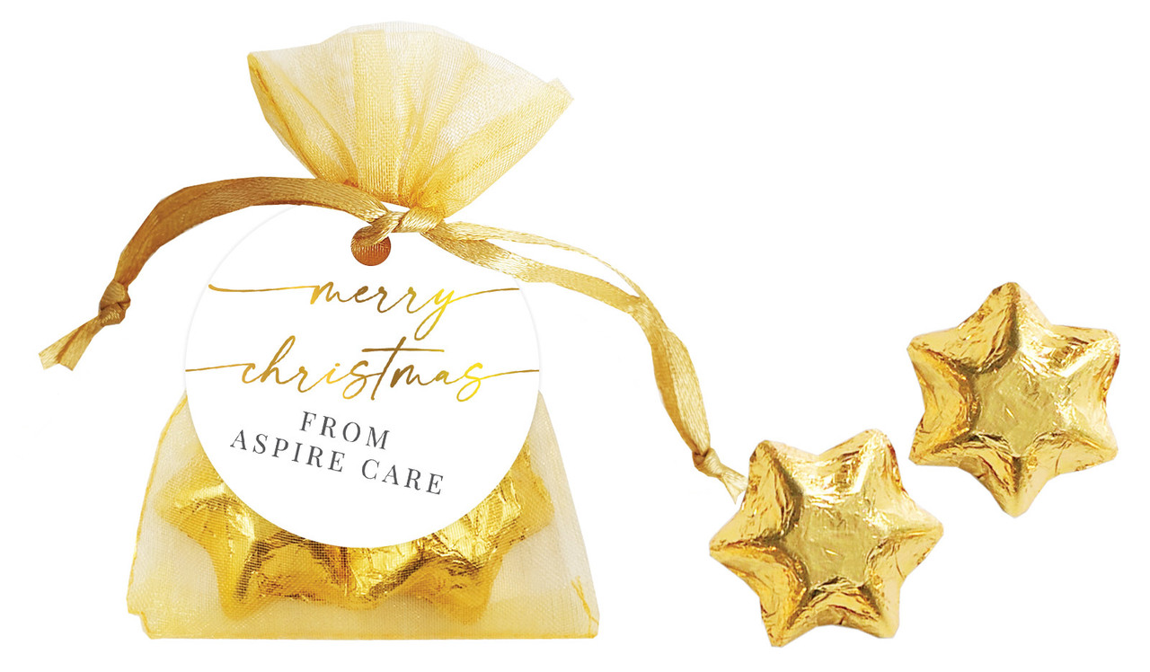 Golden Script Christmas Organza Bag With Swing Tag
