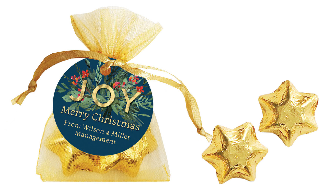 Joy Christmas Organza Bag With Swing Tag