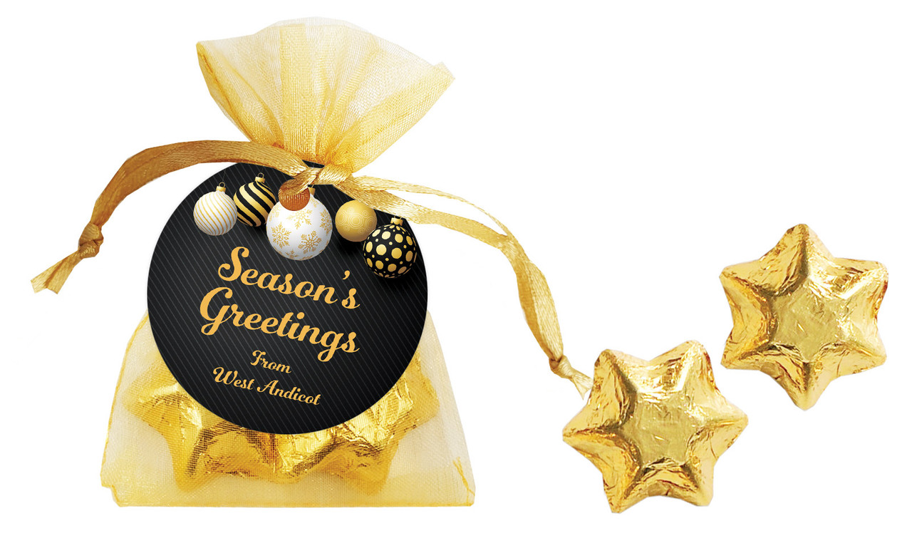 Luxury Black Christmas Organza Bag With Swing Tag