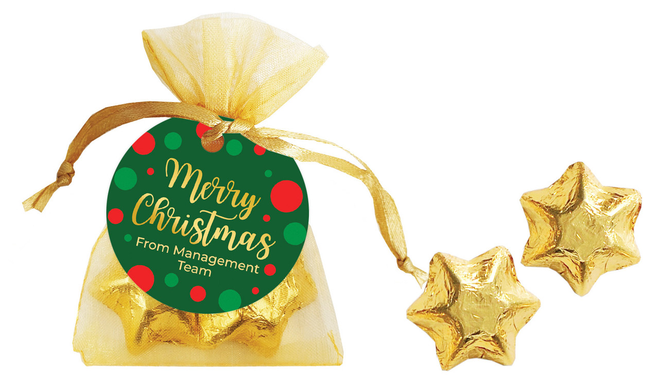 Xmas Dots Christmas Organza Bag With Swing Tag