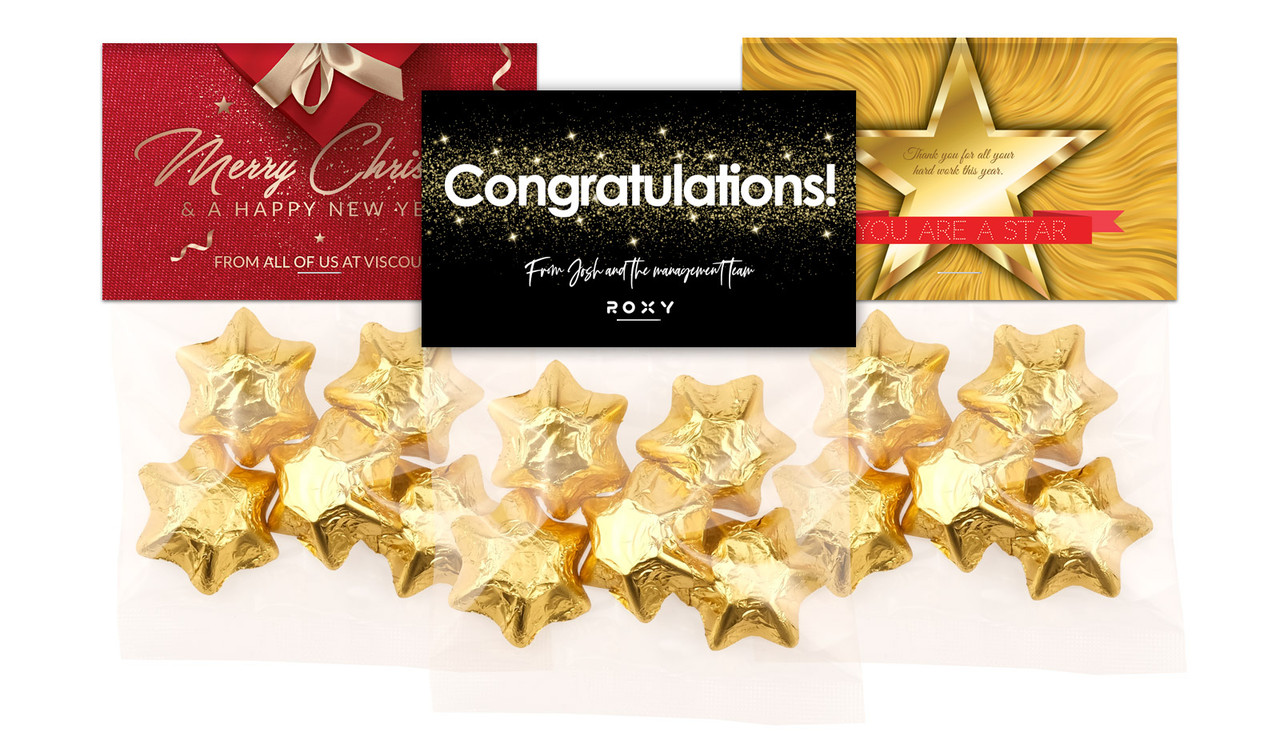 Chocolate Star Bag With Branded Topper (Choice Of Colours)