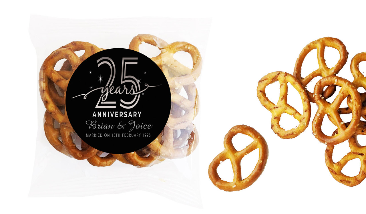Big Number Silver Anniversary Personalised Bag Of Pretzels