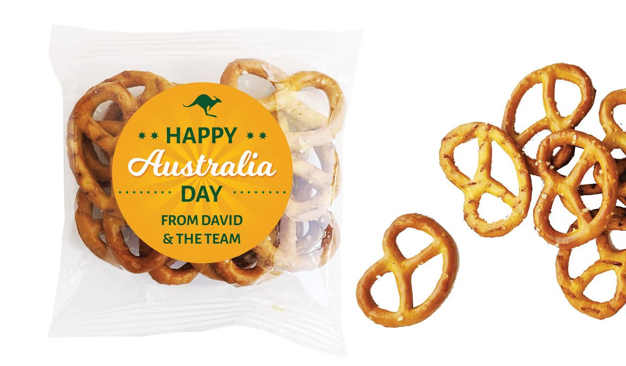 Green & Gold Australia Day Personalised Bag Of Pretzels