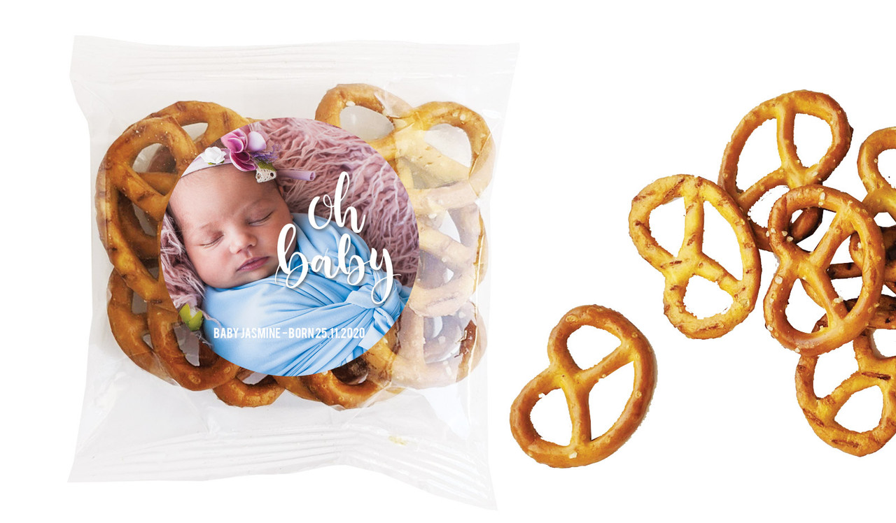 Oh Baby Birth Announcement Personalised Bag Of Pretzels