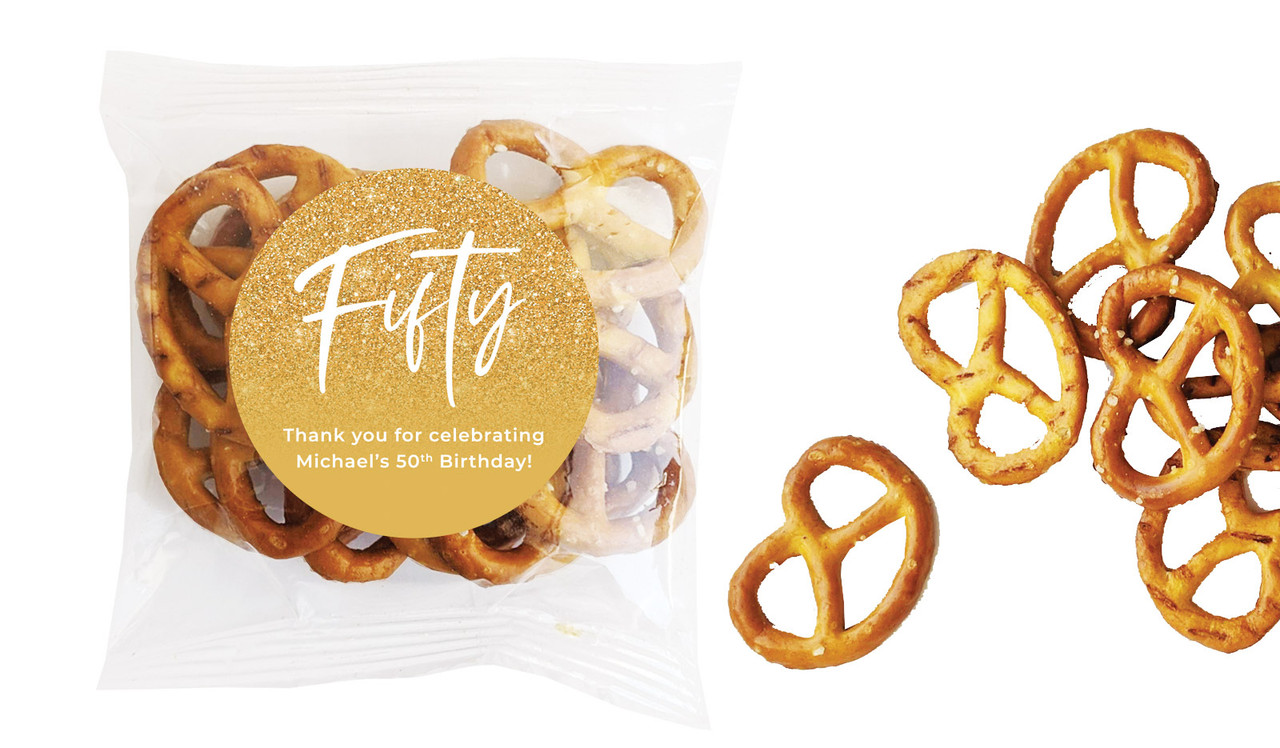 50th Birthday Personalised Bag Of Pretzels