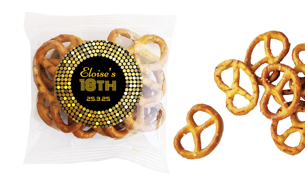 Disco Gold Personalised Bag Of Pretzels