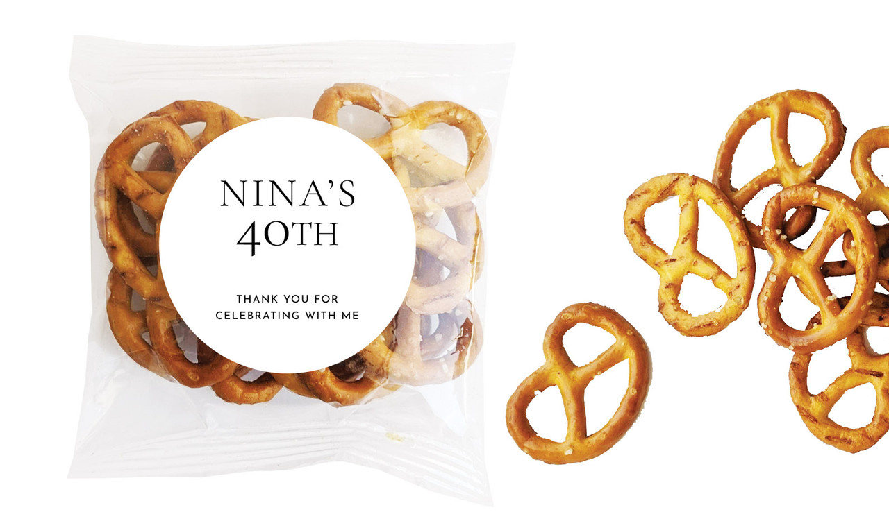 Right Aligned White Personalised Bag Of Pretzels