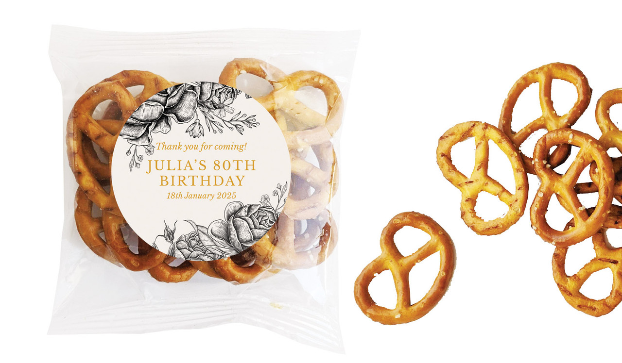 Vintage Roses Personalised Bag Of Pretzels