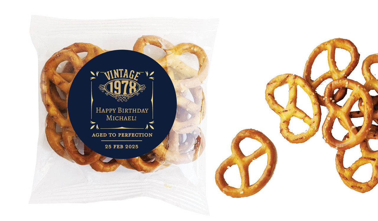 Vintage Year Personalised Bag Of Pretzels