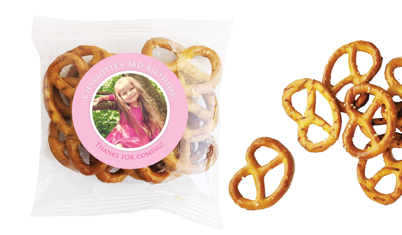 Add A Photo Girls Kids Party Personalised Bag Of Pretzels