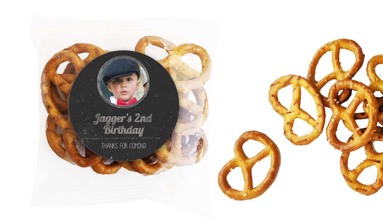 Chalkboard Photo Kids Party Personalised Bag Of Pretzels