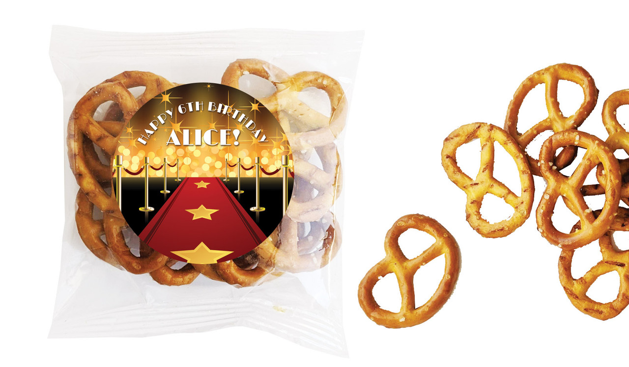 Hollywood Kids Party Personalised Bag Of Pretzels