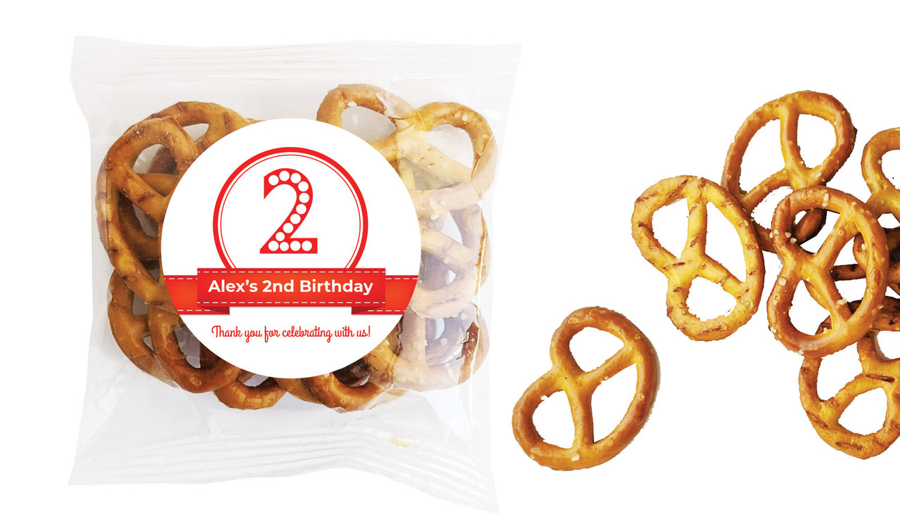 Number In Red Kids Party Personalised Bag Of Pretzels