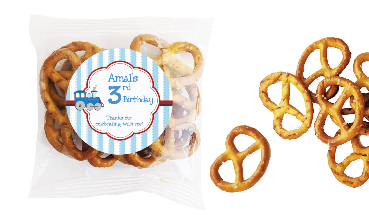 Toy Train Kids Party Personalised Bag Of Pretzels