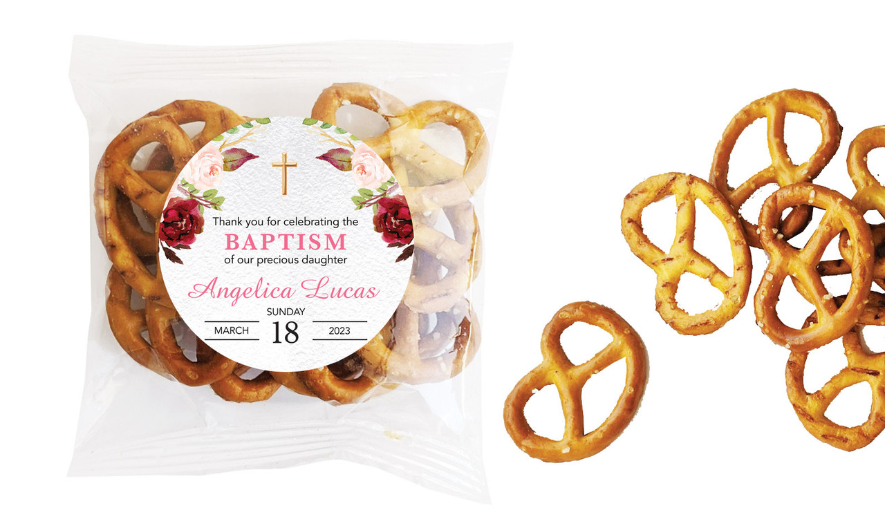 Pink Masala Christening Personalised Bag Of Pretzels