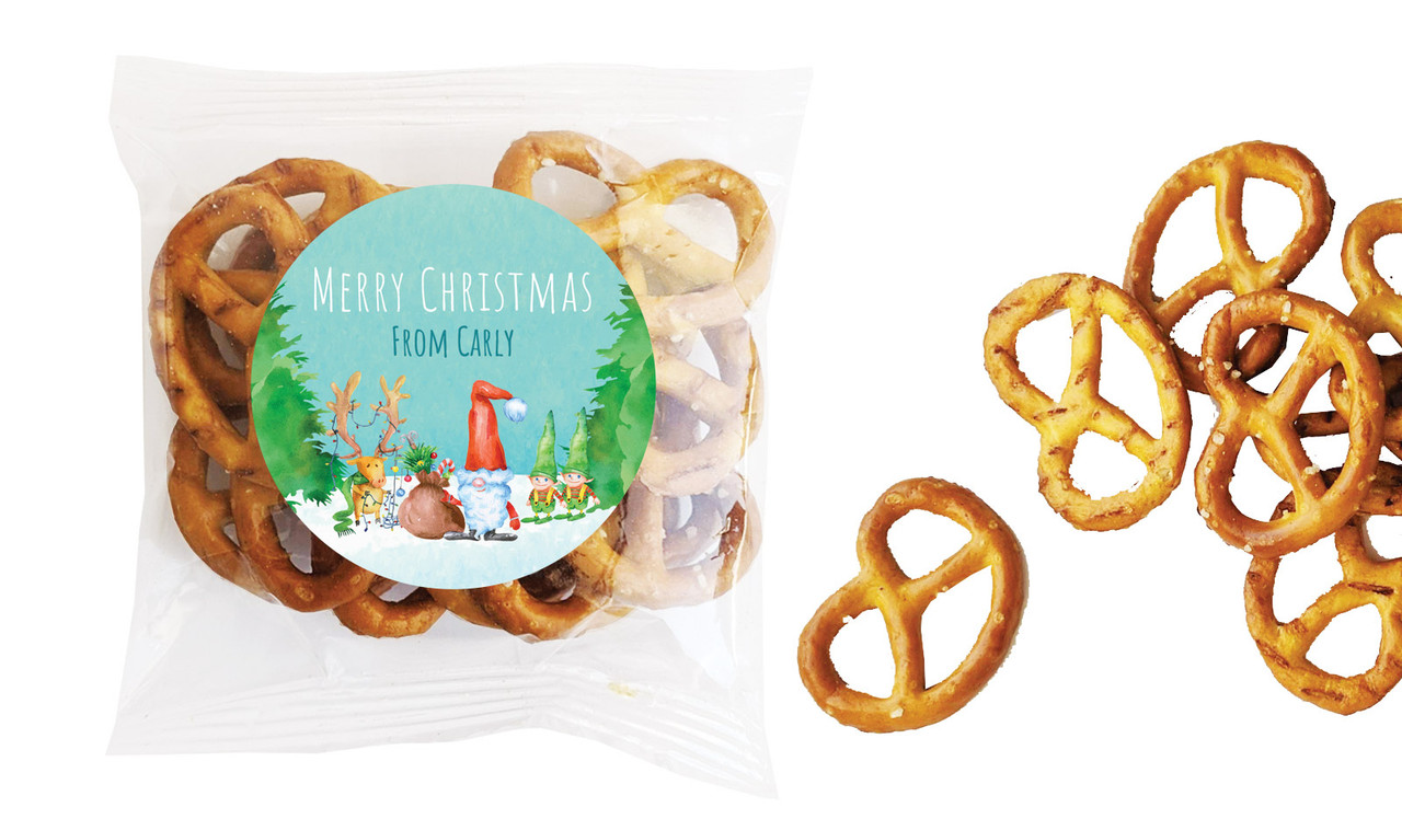 A Watercolour Christmas Christmas Personalised Bag Of Pretzels