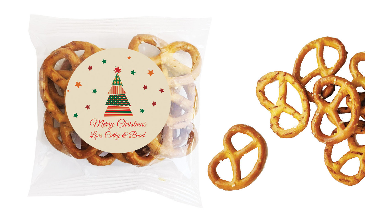 Abstract Tree Christmas Personalised Bag Of Pretzels