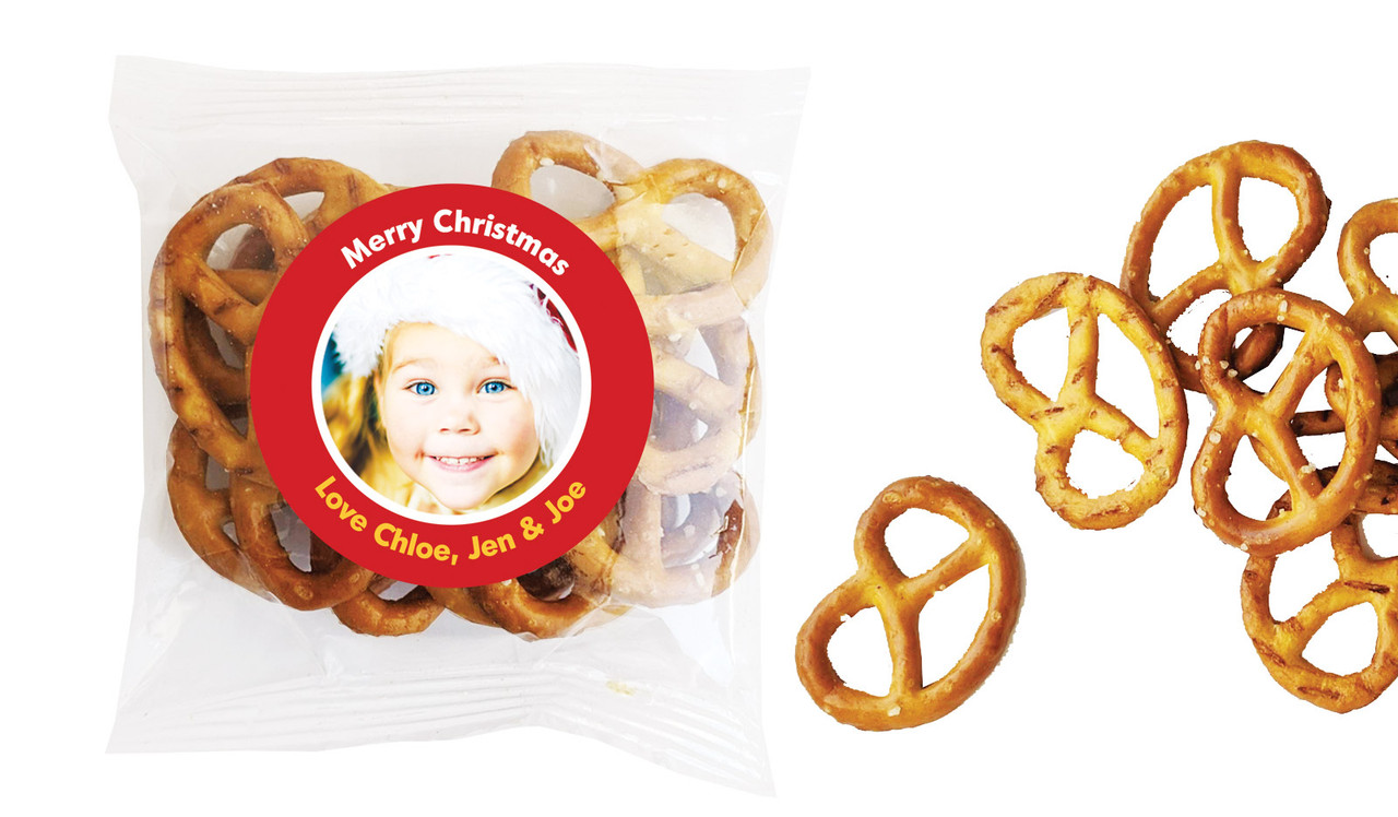 Add A Photo Christmas Personalised Bag Of Pretzels