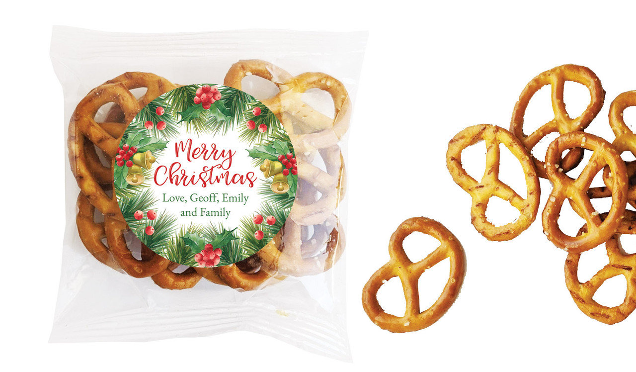 Branch Border Christmas Personalised Bag Of Pretzels