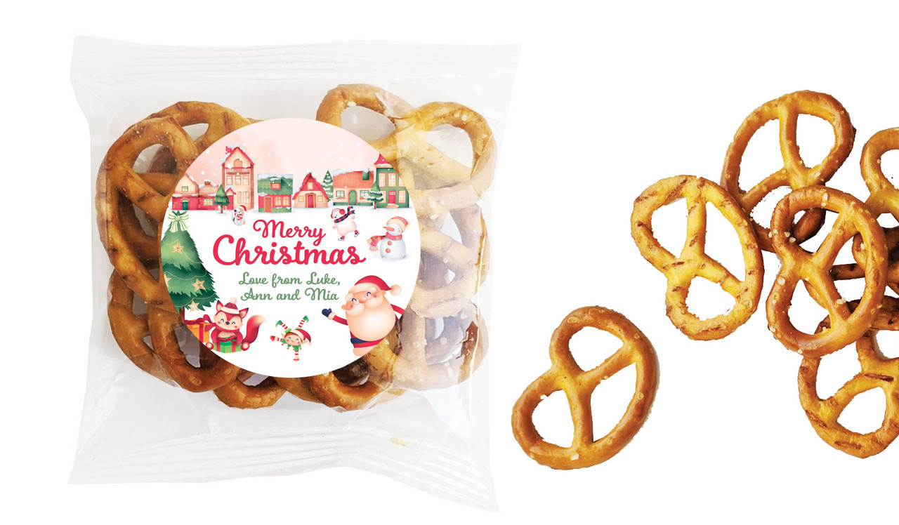 Christmas Village Christmas Personalised Bag Of Pretzels