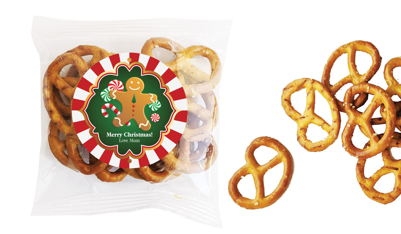 Gingerbread Man Christmas Personalised Bag Of Pretzels