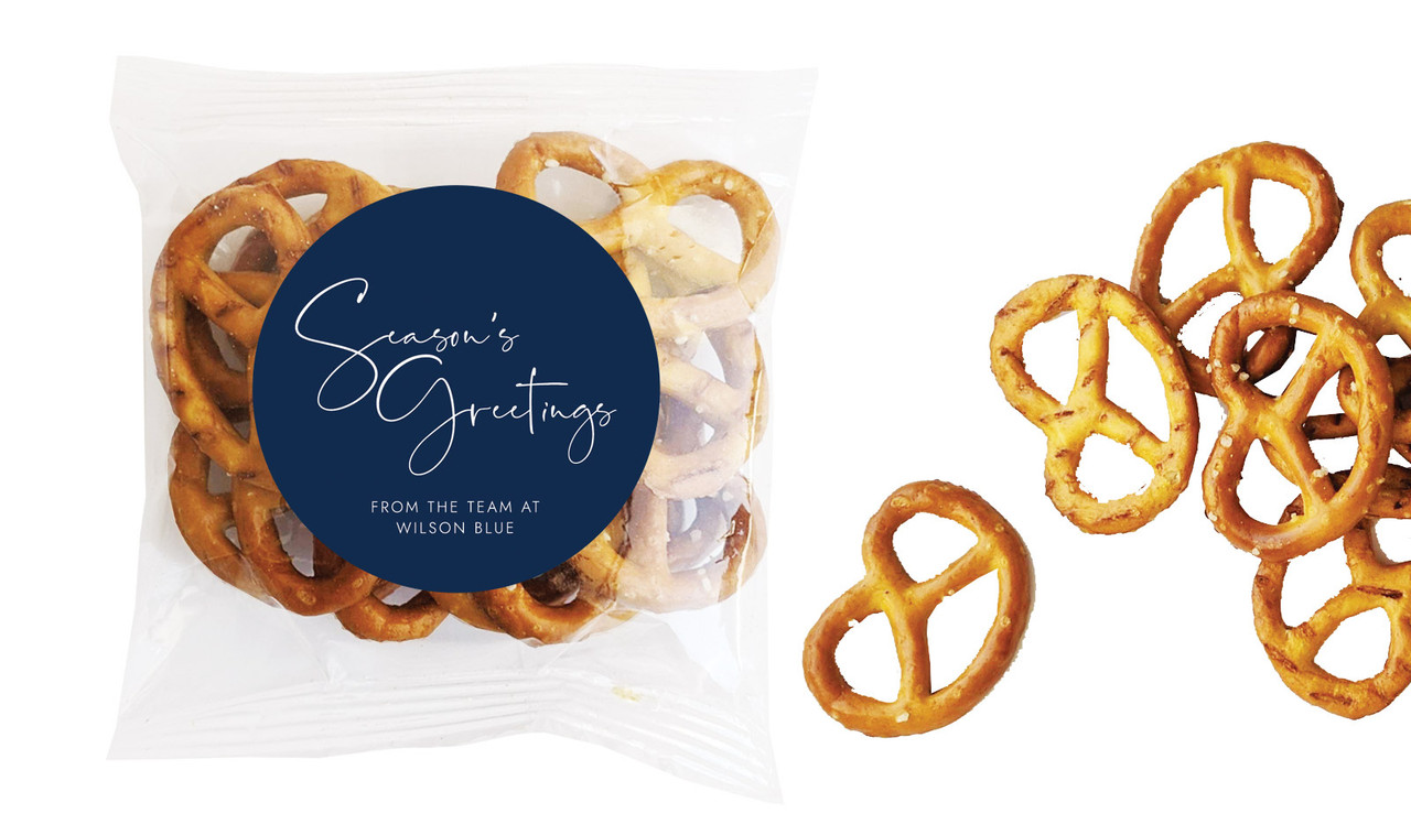 Navy Christmas Personalised Bag Of Pretzels