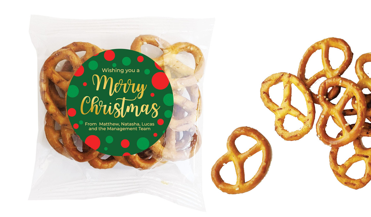 Xmas Dots Christmas Personalised Bag Of Pretzels