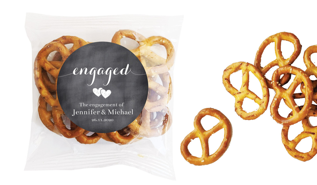 Flowing Words Chalkboard Engagement Personalised Bag Of Pretzels