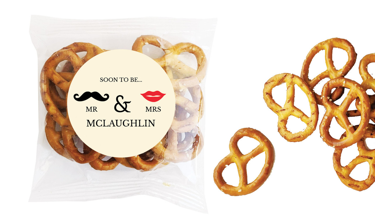 Mr & Mrs Engagement Personalised Bag Of Pretzels