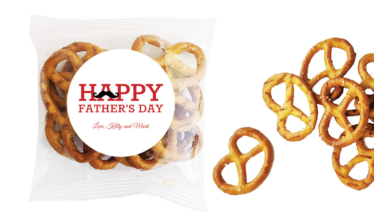 Moustache Fathers Day Personalised Bag Of Pretzels