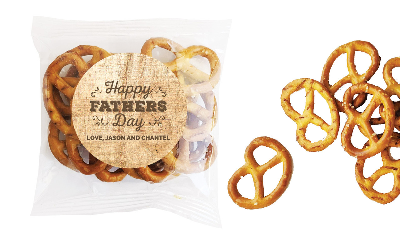 Timber Message Fathers Day Personalised Bag Of Pretzels