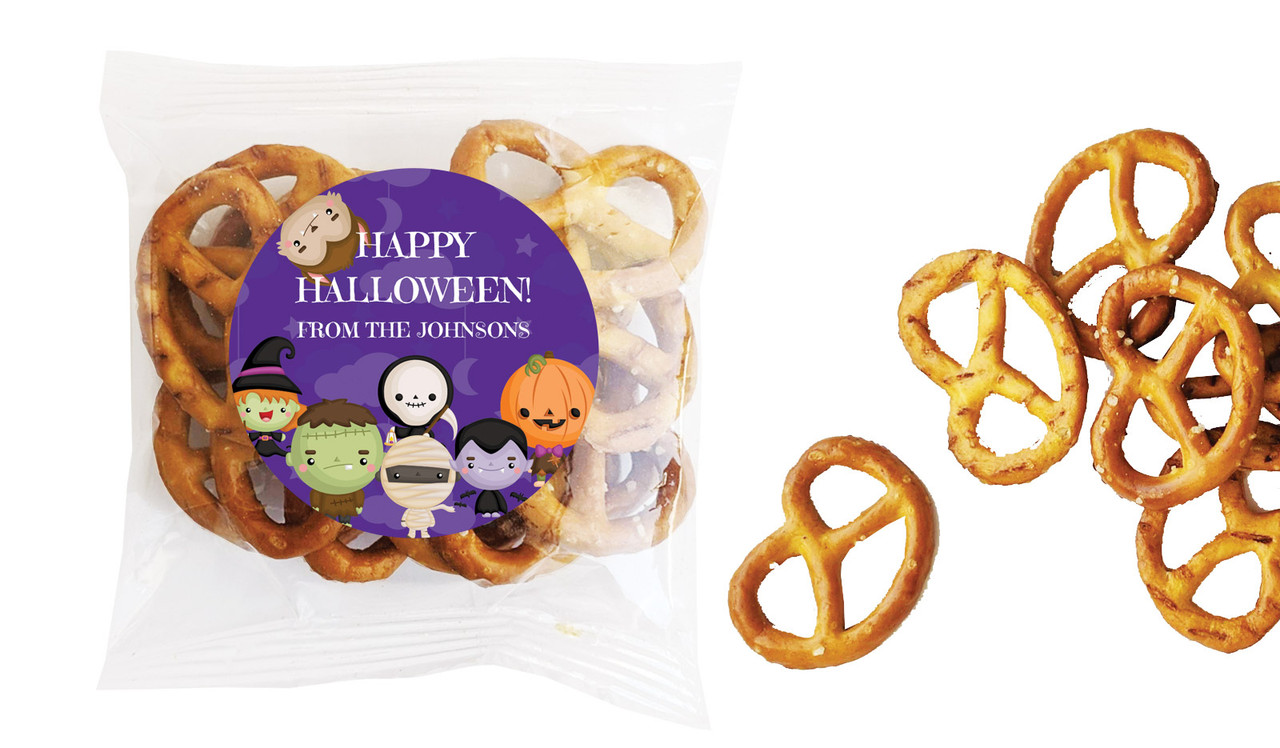 Cute Creatures Halloween Personalised Bag Of Pretzels