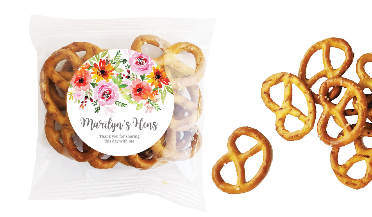 Beautiful Florals Hens Night Personalised Bag Of Pretzels