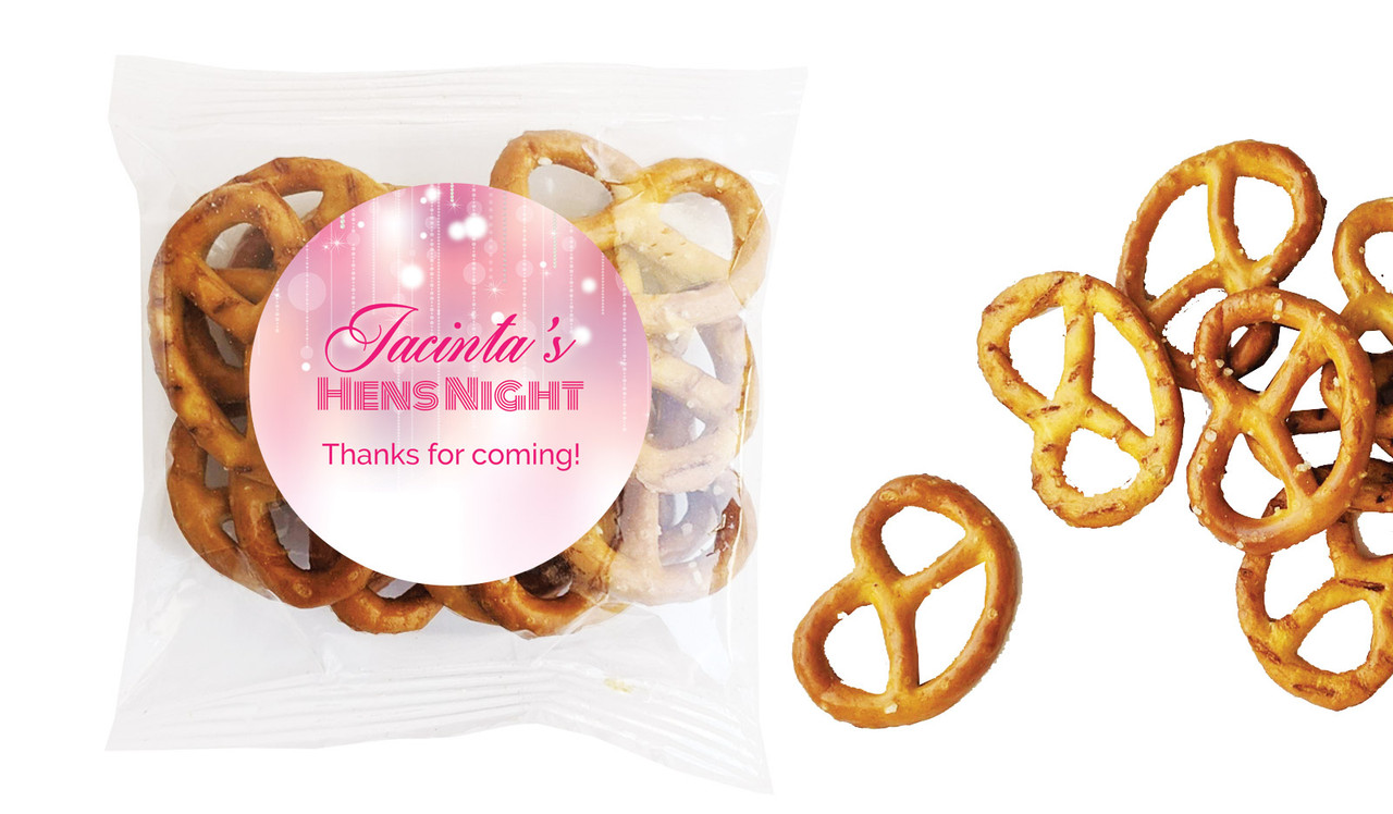 Pink Glam Hens Night Personalised Bag Of Pretzels