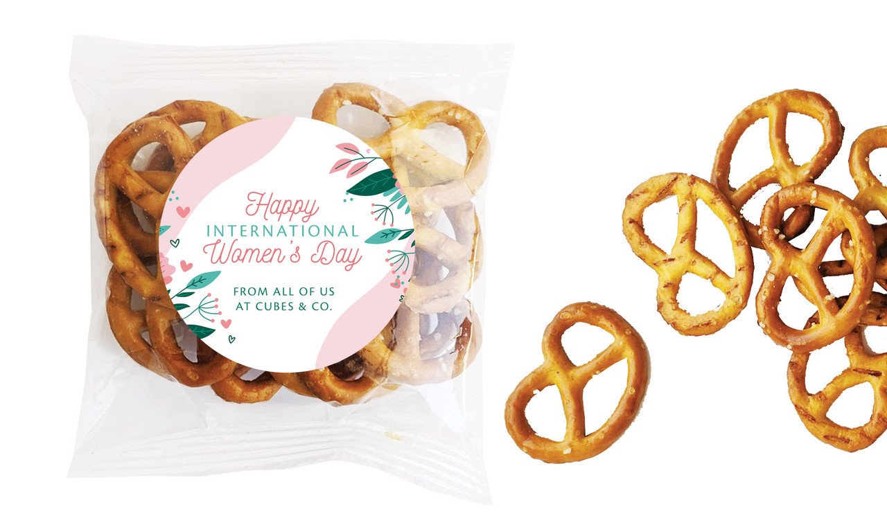 Fun Floral International Womens Day Personalised Bag Of Pretzels
