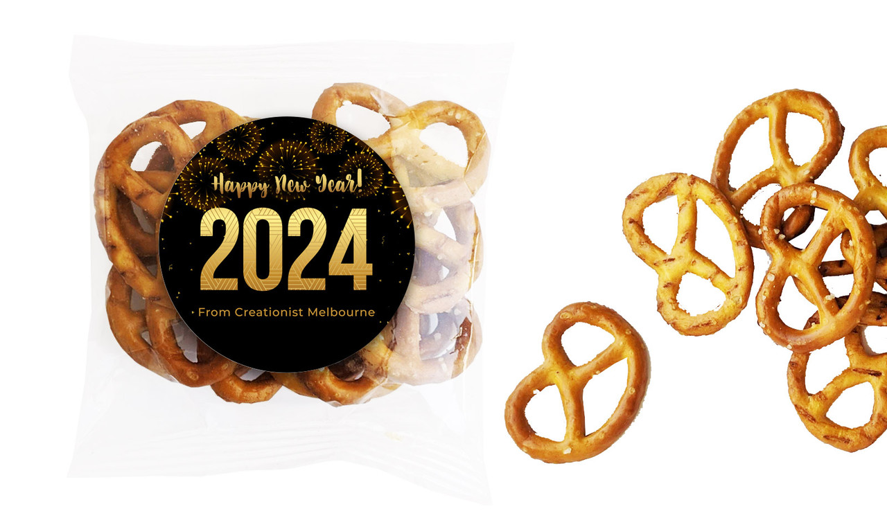 Black And Gold New Years Eve Personalised Bag Of Pretzels