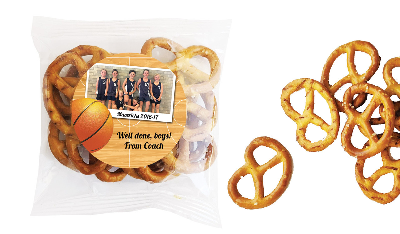 Basketball Photo Personalised Bag Of Pretzels