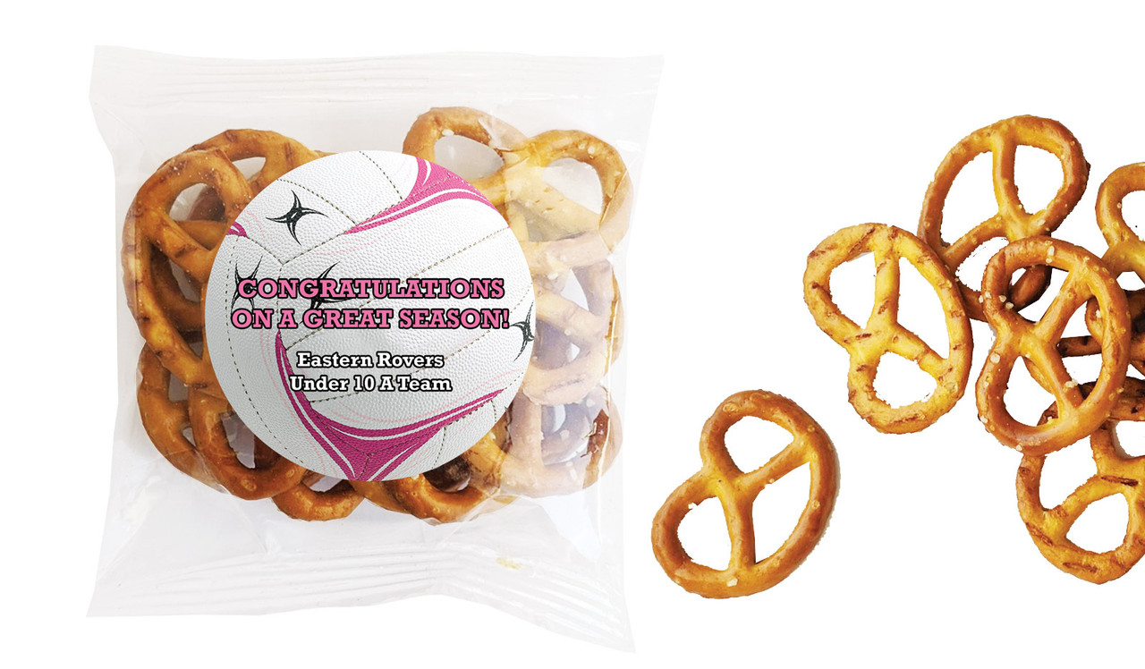 Netball Ball Personalised Bag Of Pretzels