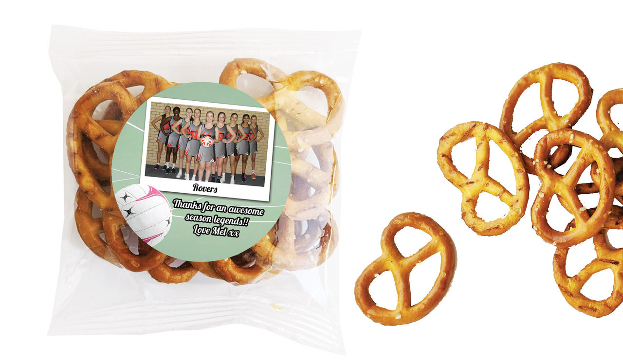 Netball Photo Personalised Bag Of Pretzels