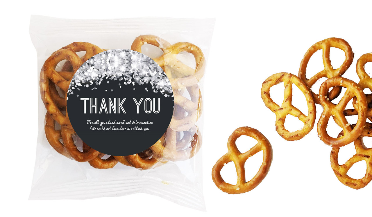 Confetti In Silver Personalised Bag Of Pretzels