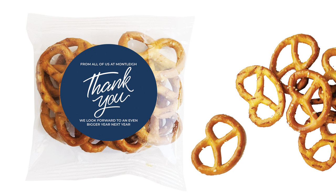 Navy Blue Personalised Bag Of Pretzels